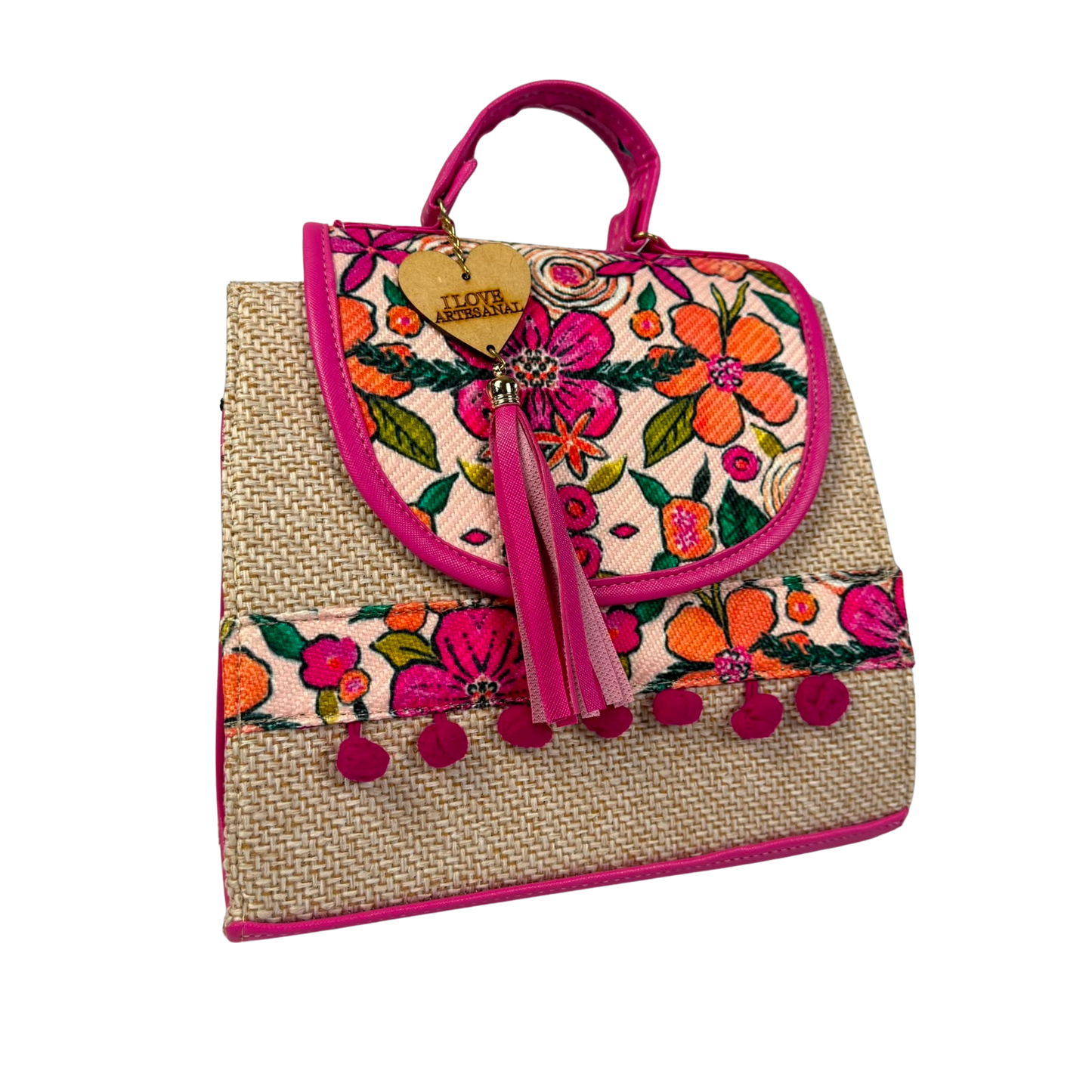 Bolsa Mochila Artesanal 3 en 1 para Mujer - Bolso de Mano, Crossbody y Mochila con Bordado Floral