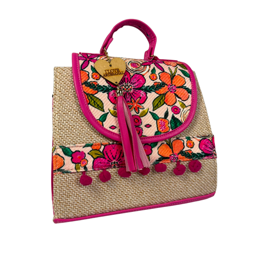 Bolsa Mochila Artesanal 3 en 1 para Mujer - Bolso de Mano, Crossbody y Mochila con Bordado Floral
