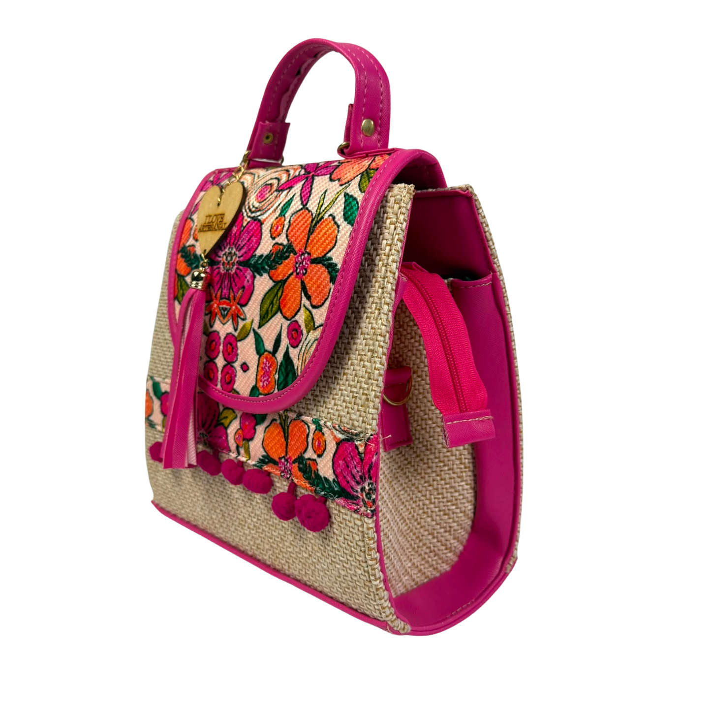 Bolsa Mochila Artesanal 3 en 1 para Mujer - Bolso de Mano, Crossbody y Mochila con Bordado Floral