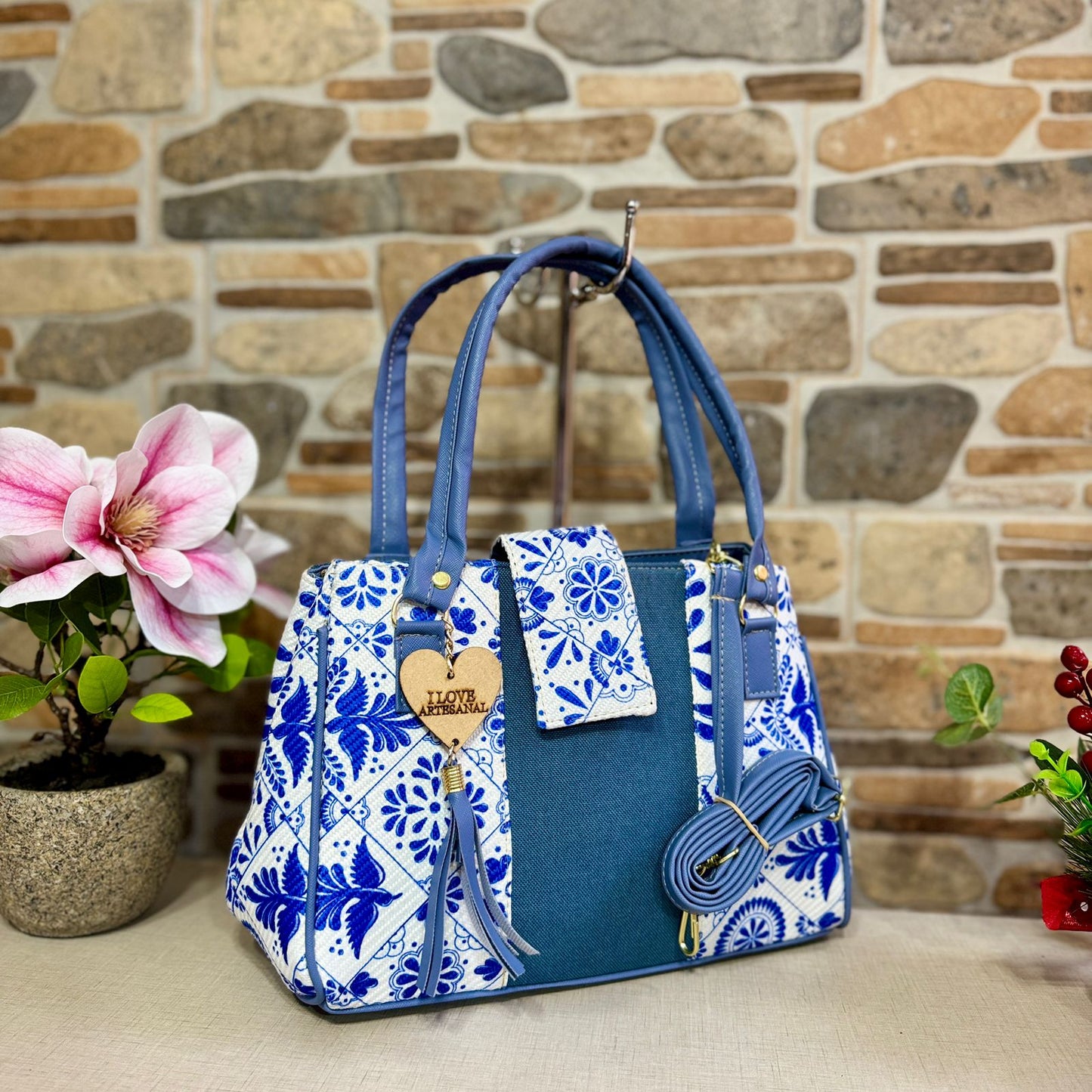 Bolsa Artesanal Floral con Estampado Mexicano
