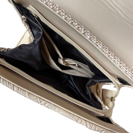 Bolsa Artesanal Beige Paisley Multicolor | Bolso 3 en 1 Mochila y Crossbody