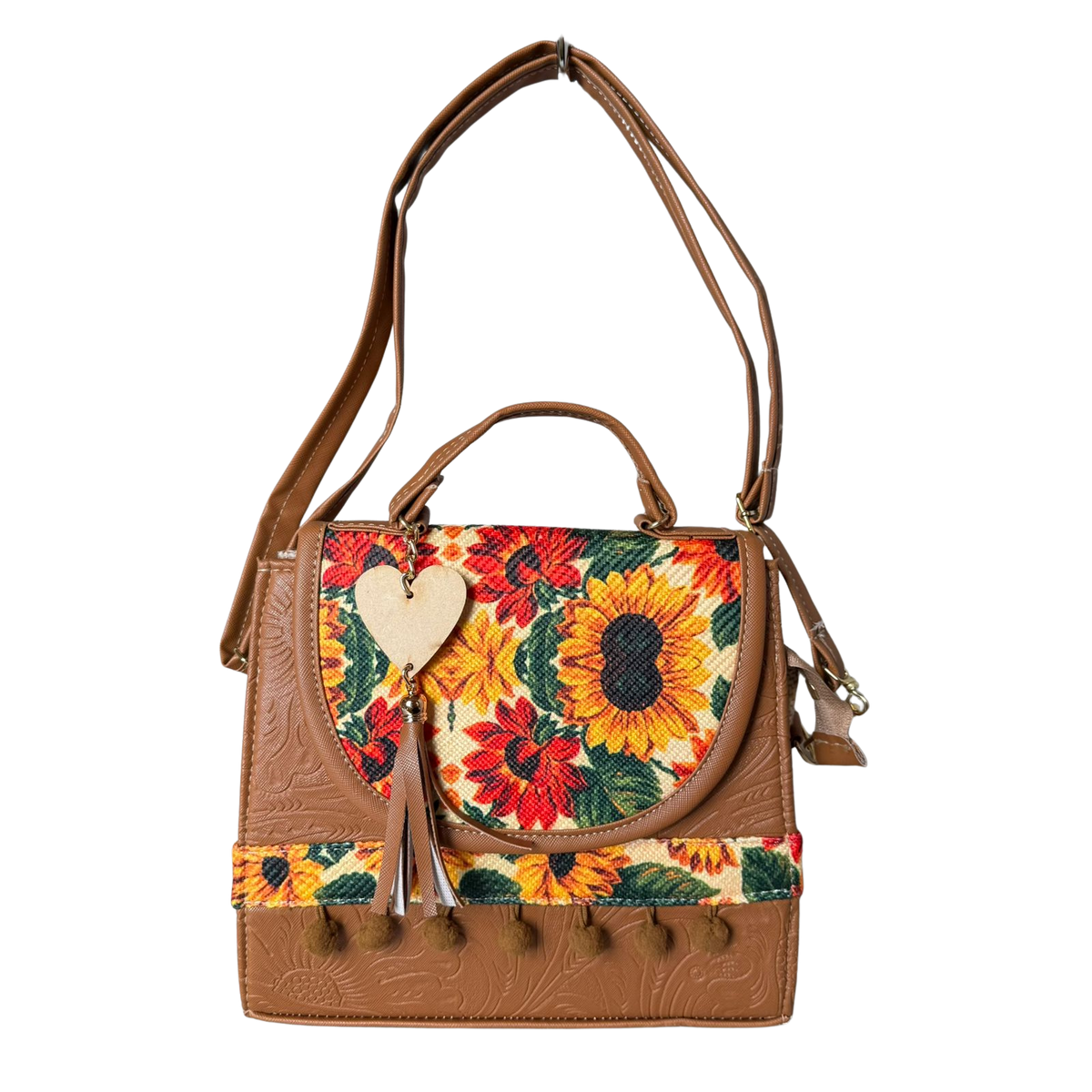 Bolsa Artesanal Café Girasoles | Bolso 3 en 1 Mochila y Crossbody